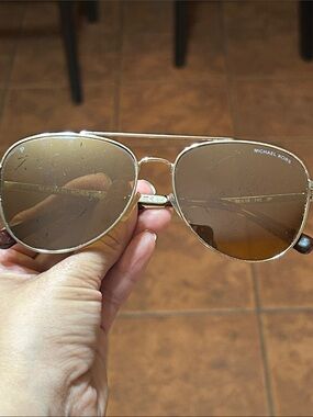 Michael Kors Women's Aviator Sunglasses — Brown Lenses, Gold Frame
